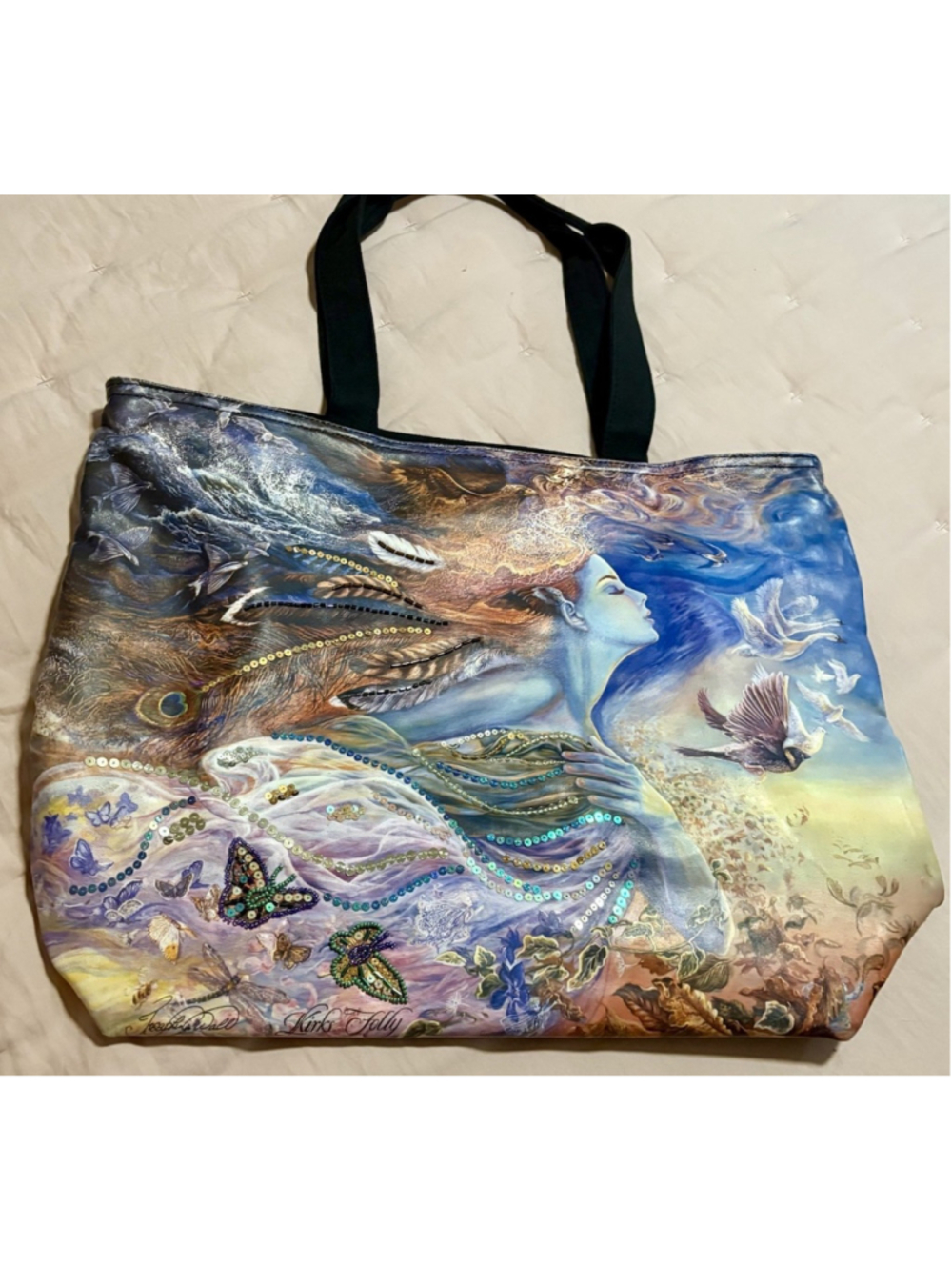 Rare Kirks Folly Josephine Wall Goddess Fairy Butterfly Large Tote Bag - Picture 5 of 12
